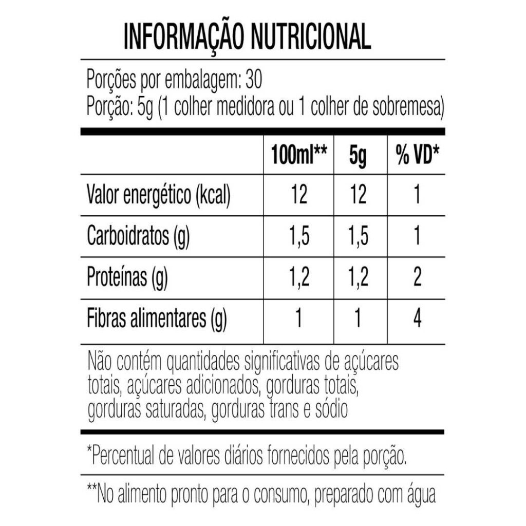 Tabela Nutricional Farinha de Ora Pro Nobis em pó Chamel